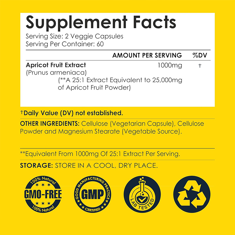 Abrikozenextract 25:1, 500 mg  - Herbal Supplement recensie en prijs